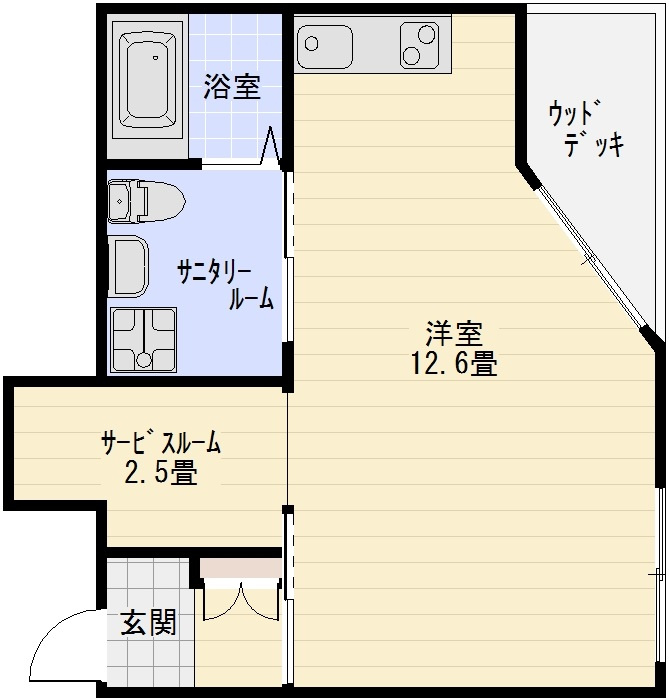 サニーテラス国分の間取り|サニーテラス国分（柏原市国分本町・河内国分駅）　3点セパレートワンルーム