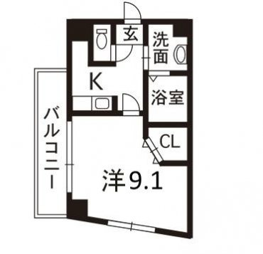 熊本市中央区新屋敷１丁目の賃貸マンションの間取り