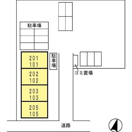 熊本市東区山ノ神１丁目のアパートの区画図