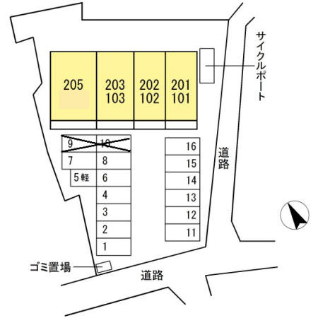 熊本市東区下江津６丁目のアパートの区画図