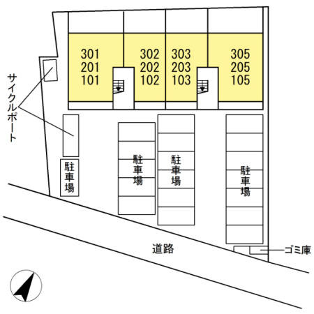 熊本市東区長嶺東５丁目のアパートの区画図