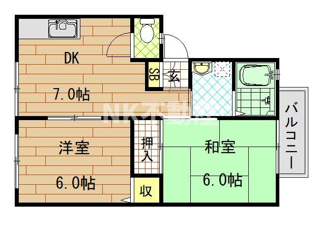 【間取り】 | サンビレッジ・ラポール（河内小阪賃貸） | 間取りです