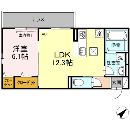 熊本市中央区黒髪１丁目のアパートの間取り