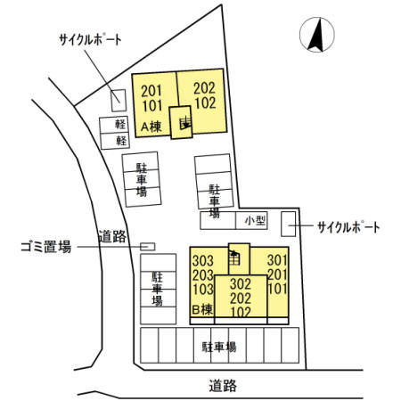 熊本市南区御幸西３丁目のアパートの区画図