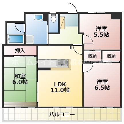 熊本市東区健軍３丁目の賃貸マンションの間取り