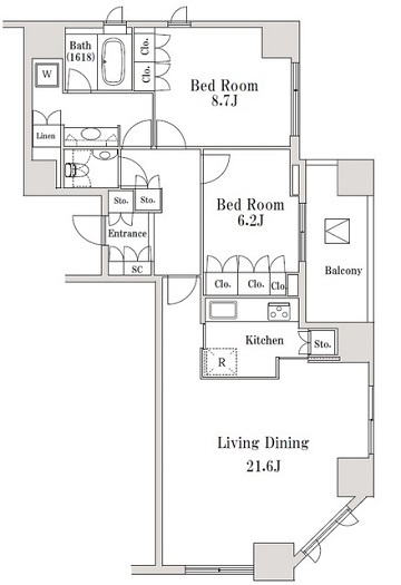 千代田区一番町の賃貸マンションの区画図