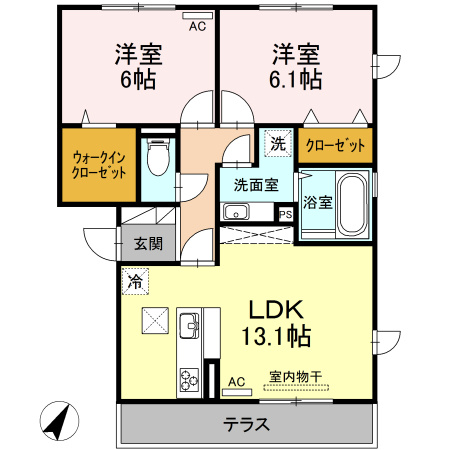 熊本市東区長嶺東５丁目のアパートの間取り