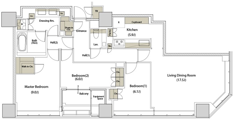 千代田区一番町の賃貸マンションの間取り