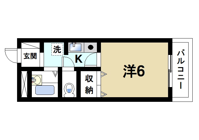 グリーンヒルズ・Fの間取り|1Kの間取り