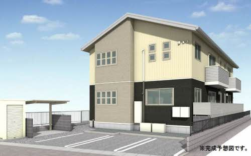 倉敷市茶屋町のアパートの外観|イメージパース