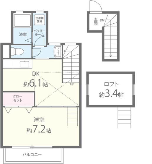 【間取り】 | ヴィラカレラ菱江 | ロフト付き。
