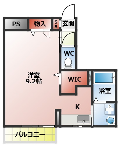レジデンス　シェーネルの間取り|広い洋室が特徴
