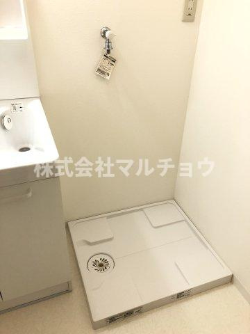 アバンセコーポの洗面所|室内に洗濯機が置けます