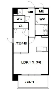 熊本市中央区九品寺２丁目の賃貸マンションの間取り