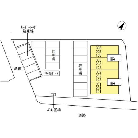 熊本市東区御領８丁目のアパートの区画図