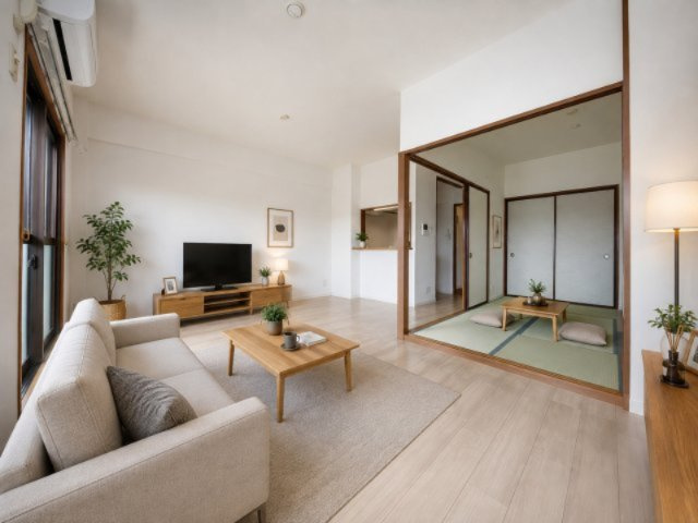 SOLE加木屋の居間・リビング|※CG画像によるバーチャルステージングです。
画像に付帯する家具家電は付きません。