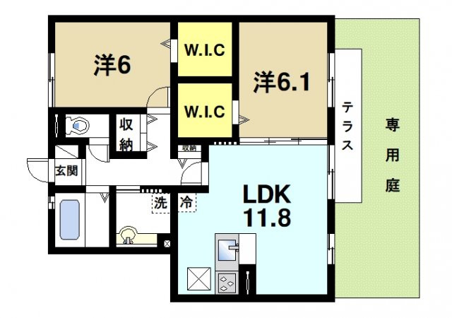 四季の風　B棟の間取り|収納も豊富で居室を広く使うことができます