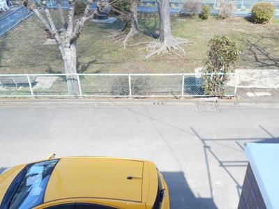 【前面道路含む現地写真】 | 新築　加須市　旗井　全1棟　1号棟　47坪 | 北側公園すっきり。