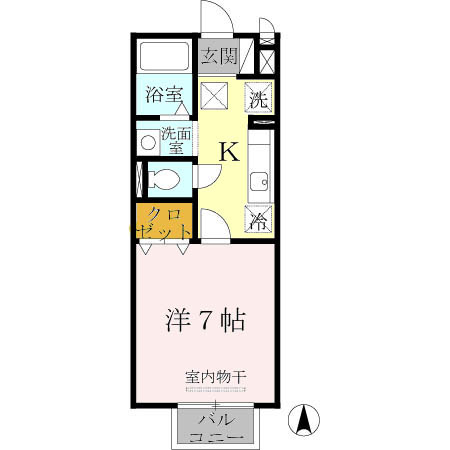 【間取り】 | クリエ西山本 | １K
