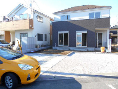 【外観】 | 新築　久喜市　菖蒲町菖蒲　全2棟　2号棟　62坪　らすと1棟 | 駅までバス便久喜白岡桶川・駐車場3台並列・南東向き・３LDK(間仕切り変更可能)・菖蒲小・菖蒲中・価格変更です。