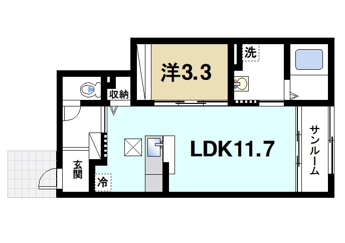 メゾン　ド　アゼリア　Ｂの間取り|1LDKの間取り