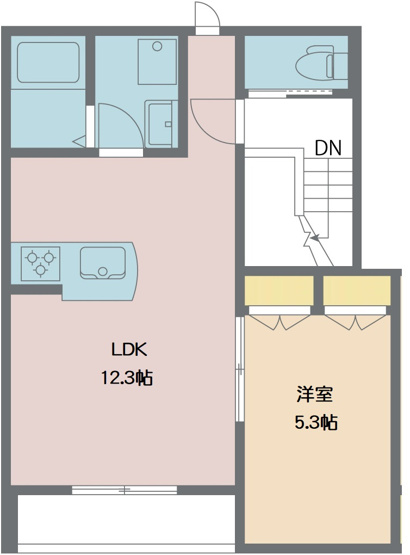 【間取り】 | メゾン ヴェルデ | 室内階段のある１LDKです