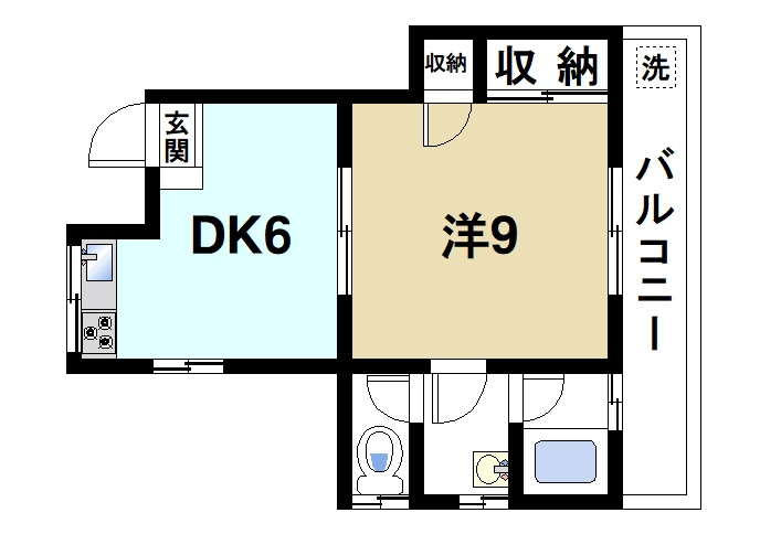森島ビルの間取り|ゆったりと暮らせる1LDKの間取りです。