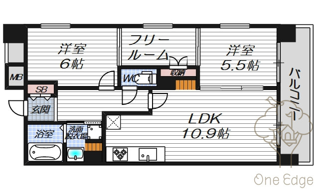 エーベルグランツ梅田の間取り