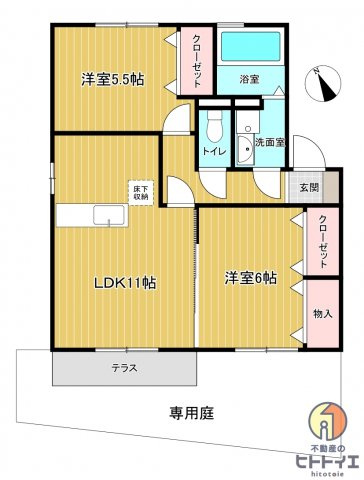 カーサフェリーチェの間取り|2LDKです