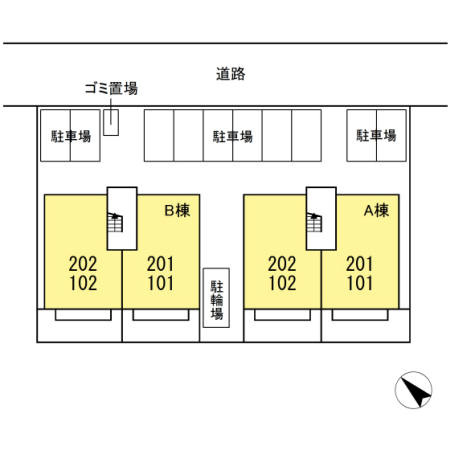 カーサソレイユB棟の区画図