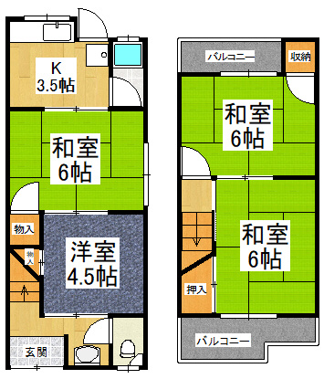 【間取り】 | 堺市東区日置荘西町5丁貸家