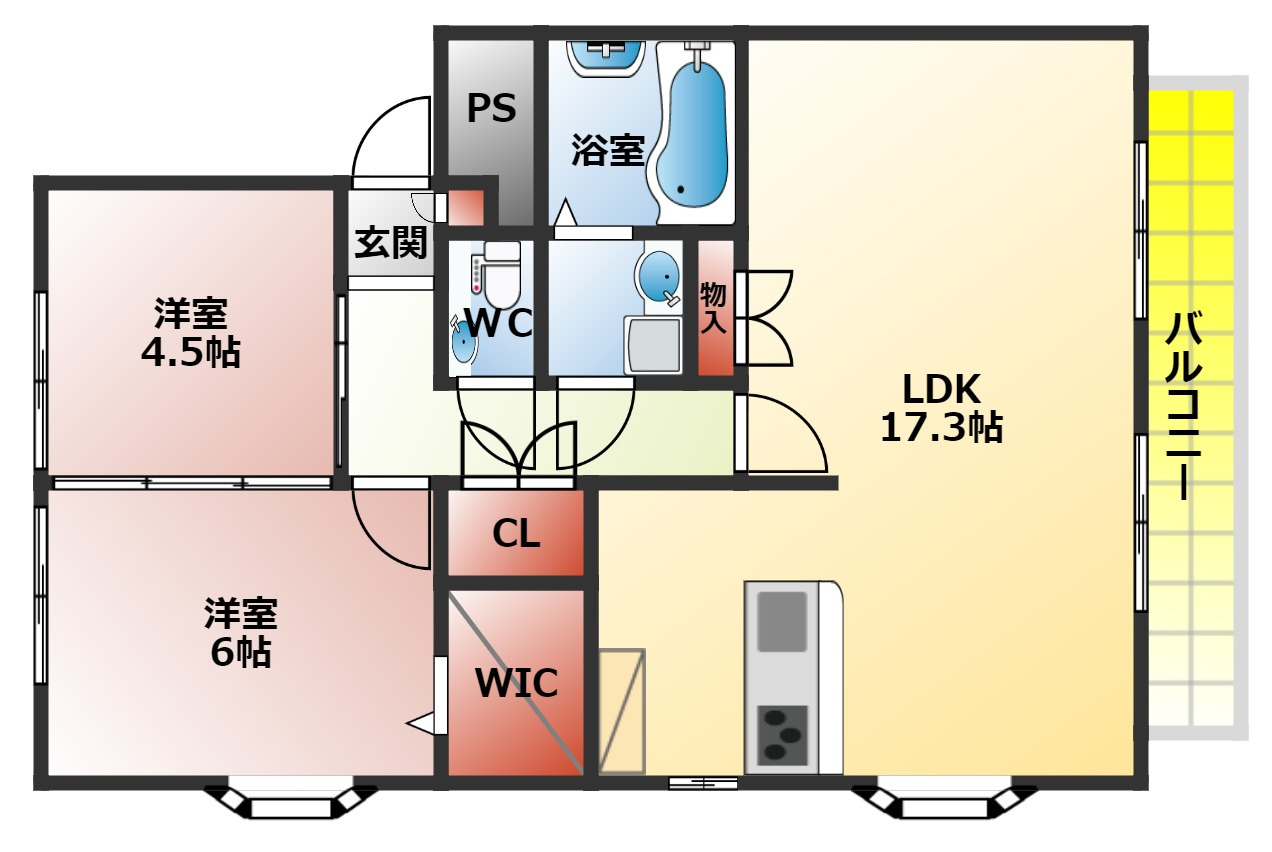 山の手ガーデンハイツの間取り|２ＬＤＫの間取り