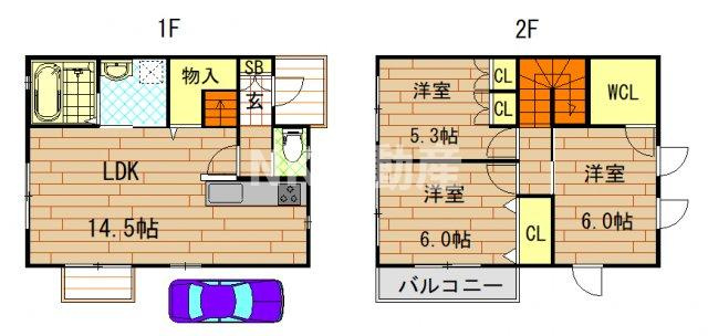【間取り】 | Bonheur(ボヌール）（河内花園賃貸） | 間取りです