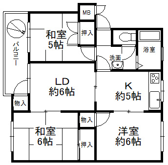神陵台東住宅　４８号棟　収益の間取り