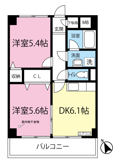 【間取り】 | ソネット綱島 | カップルさんやファミリーさんにもオススメの2DKタイプ！全室洋室で過ごしやすいですね☆