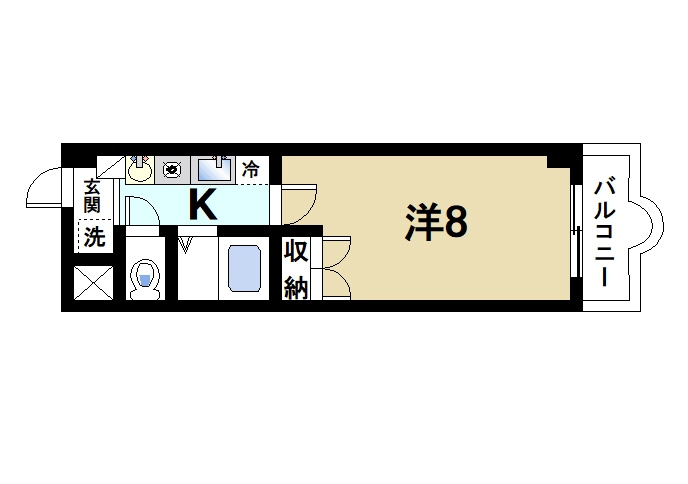 万葉Ⅰ（マンション万葉Ⅰ）の間取り|一人暮らしも快適な通風良好な間取りです