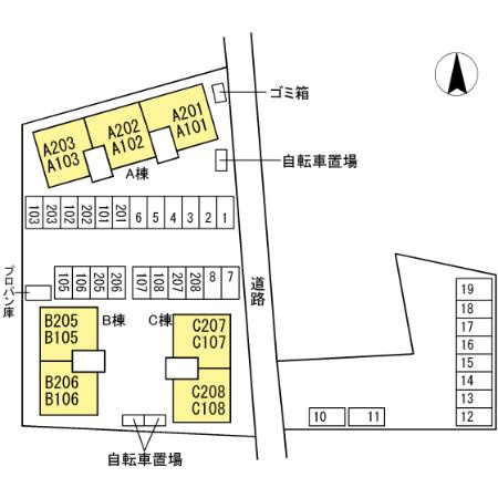 ラシェットエムザC棟の区画図