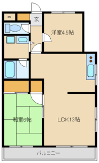 【間取り】 | サンライズ鶴ケ谷 | 間取り図