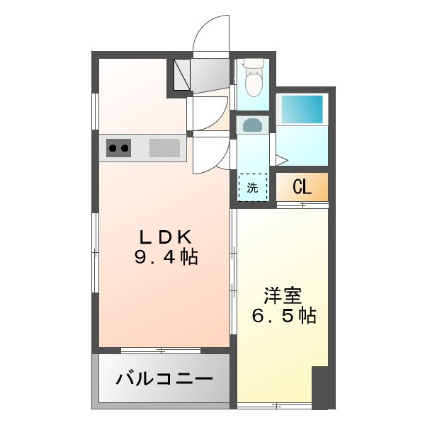熊本市中央区九品寺１丁目の賃貸マンションの間取り