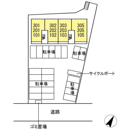 熊本市東区戸島２丁目のアパートの区画図