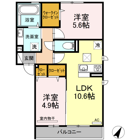 熊本市東区戸島２丁目のアパートの間取り