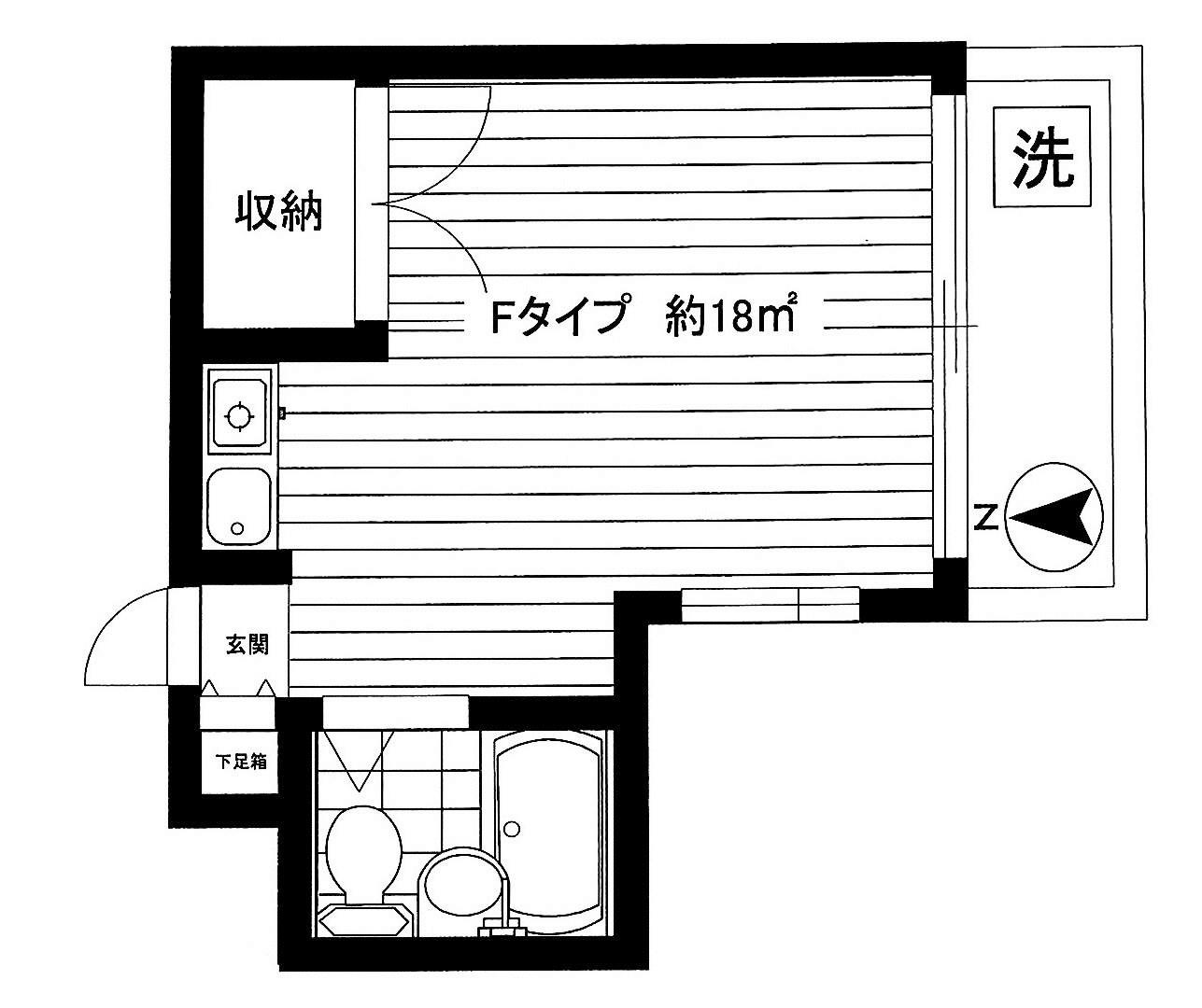 池之端グリーンハイツの間取り|1R