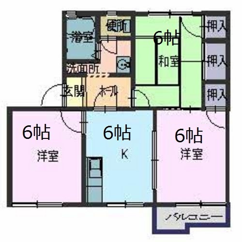 タウニィ田寺の間取り|広々３ＤＫ