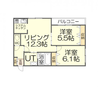 【間取り】 | BARRACUDA（バラクーダ） | 間取りはこちら。リビングは12.3帖とゆとりのある広々とした空間。洗濯物を干したりリフレッシュに最適なバルコニーも設置。使い勝手を重視した間取りとなっております。