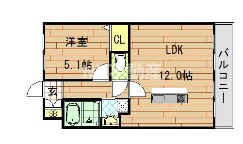 【間取り】 | coco vialatte(ココ　ヴィアラッテ）（石切賃貸） | 間取りです