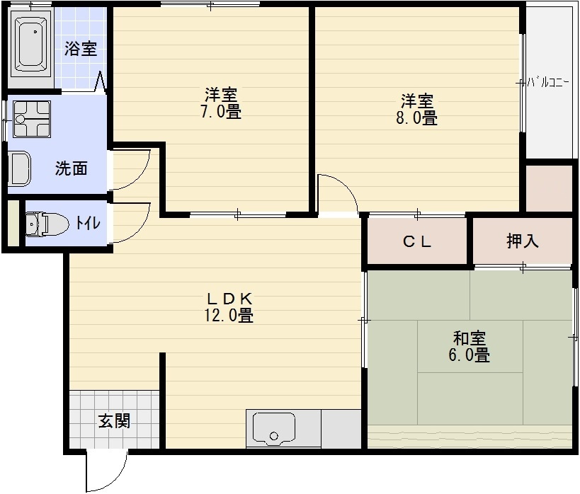 ハイツ四季の間取り|ハイツ四季（柏原市大県　堅下駅）　３ＤＫ