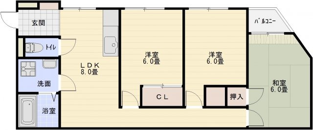 ハイツ四季の間取り|ハイツ四季（柏原市大県　堅下駅）　３ＤＫ
