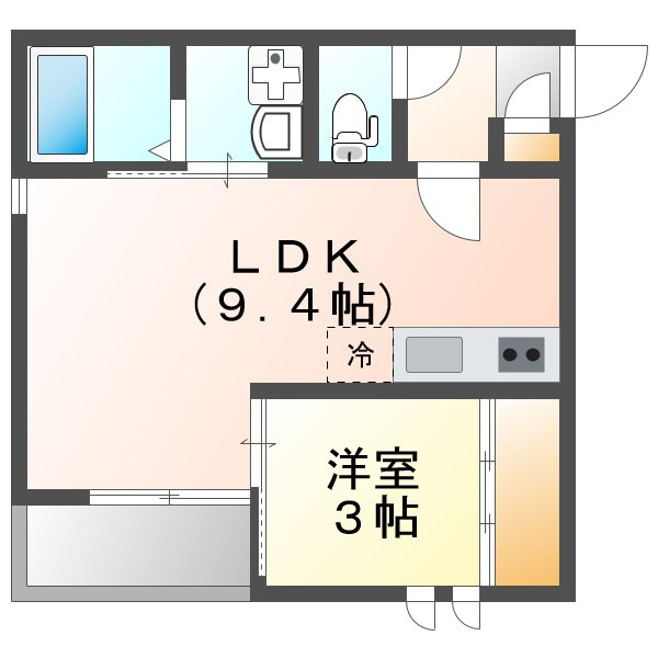 熊本市中央区坪井４丁目のアパートの間取り