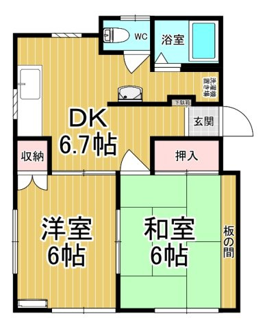 【間取り】 | グリーンガーデン No.7 | 休日は畳のお部屋でゴロゴロできます。