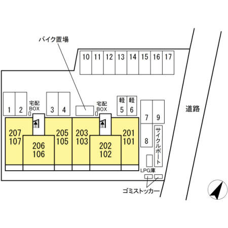 合志市幾久富のアパートの区画図